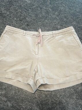 Willi Smith Cream Casual Drawstring Linen Shorts with Drawstring Tie